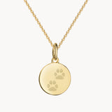 Pfotenabdruck Kette zwei Abdrücke - Runder Anhänger 925 Silber