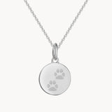 Pfotenabdruck Kette zwei Abdrücke - Runder Anhänger 925 Silber