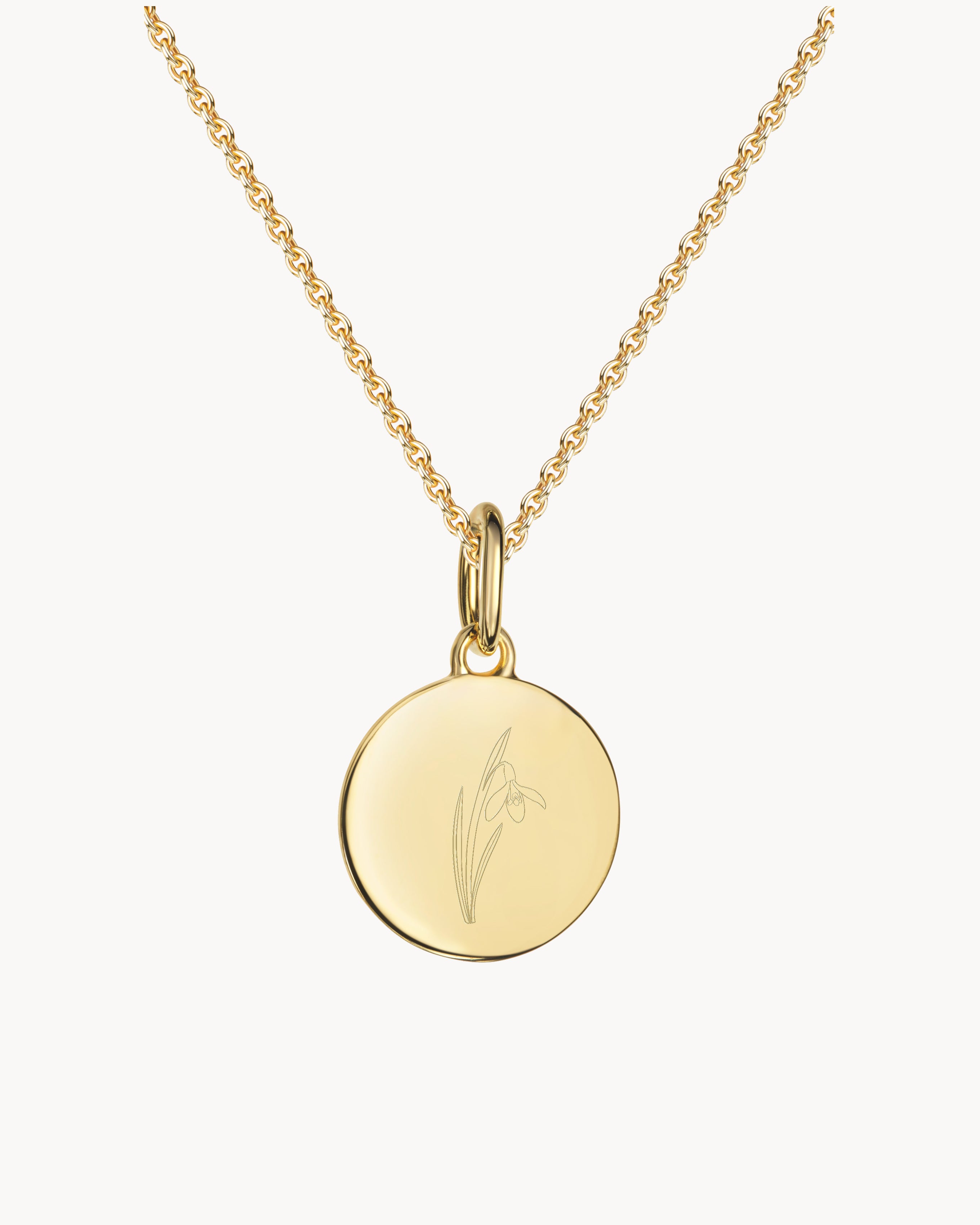 runder Anhaenger Gold Geburtsblume