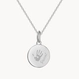 runder Anhaenger Silber Handabdruck Name