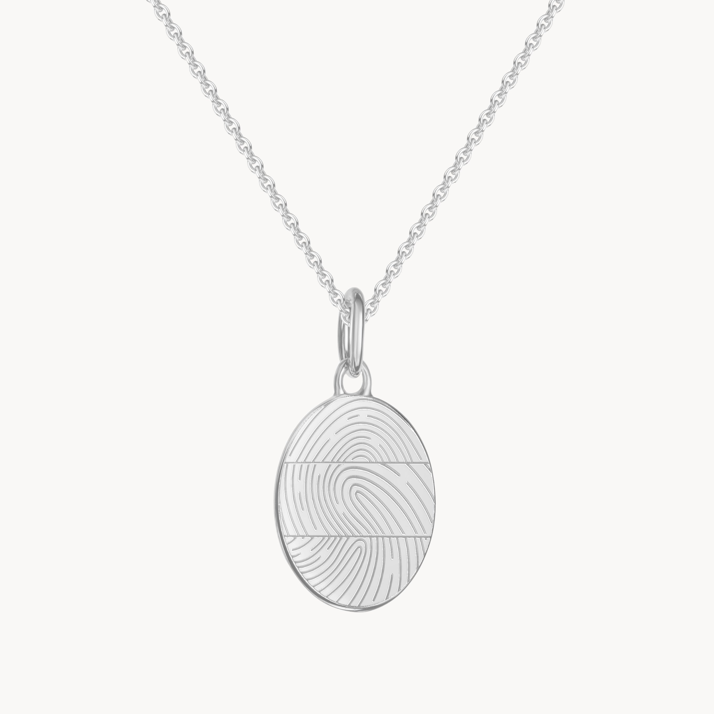 Fingerabdruck Kette Silber oval drei Abdrücke