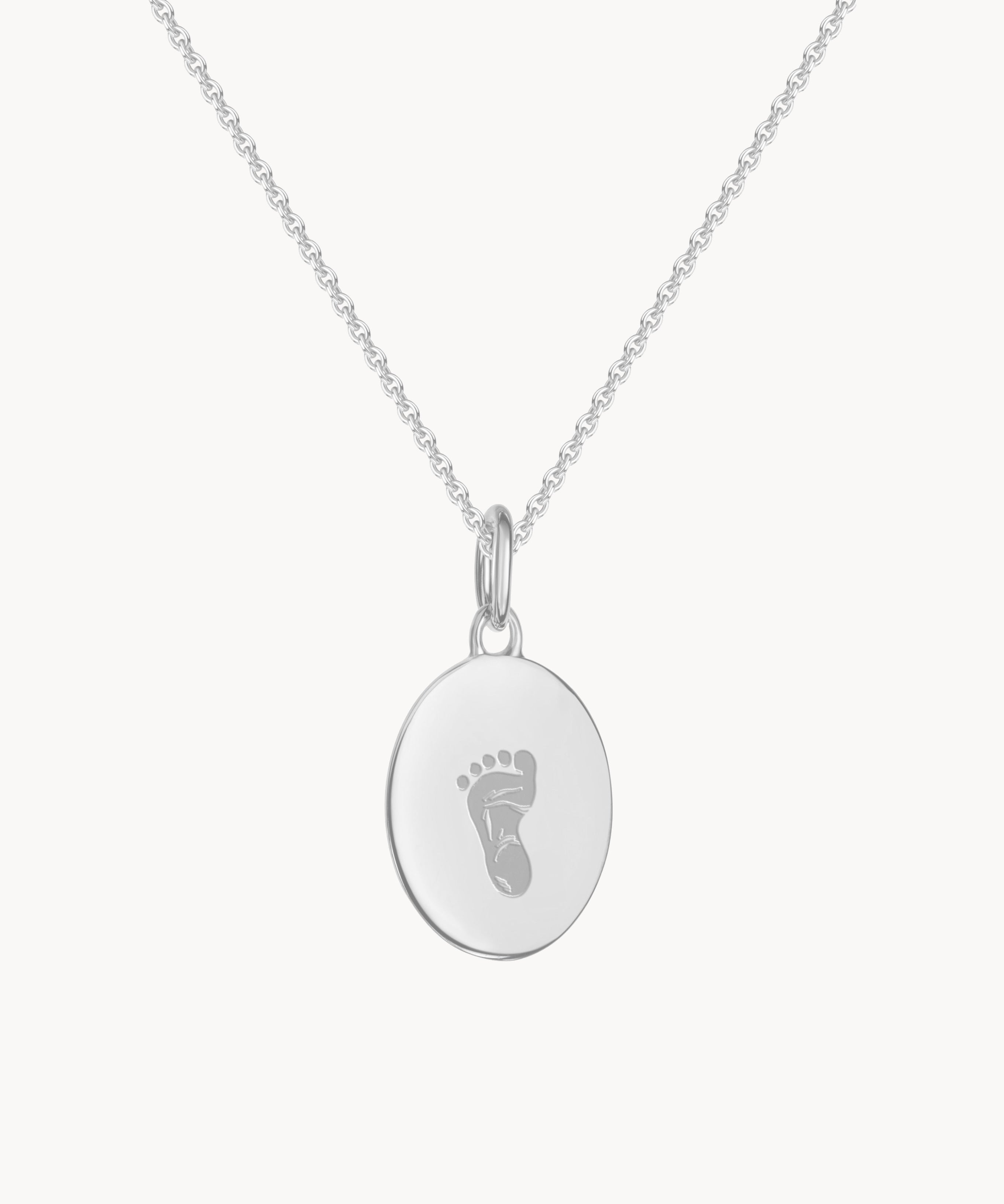 ovaler Anhaenger Silber Fussabdruck