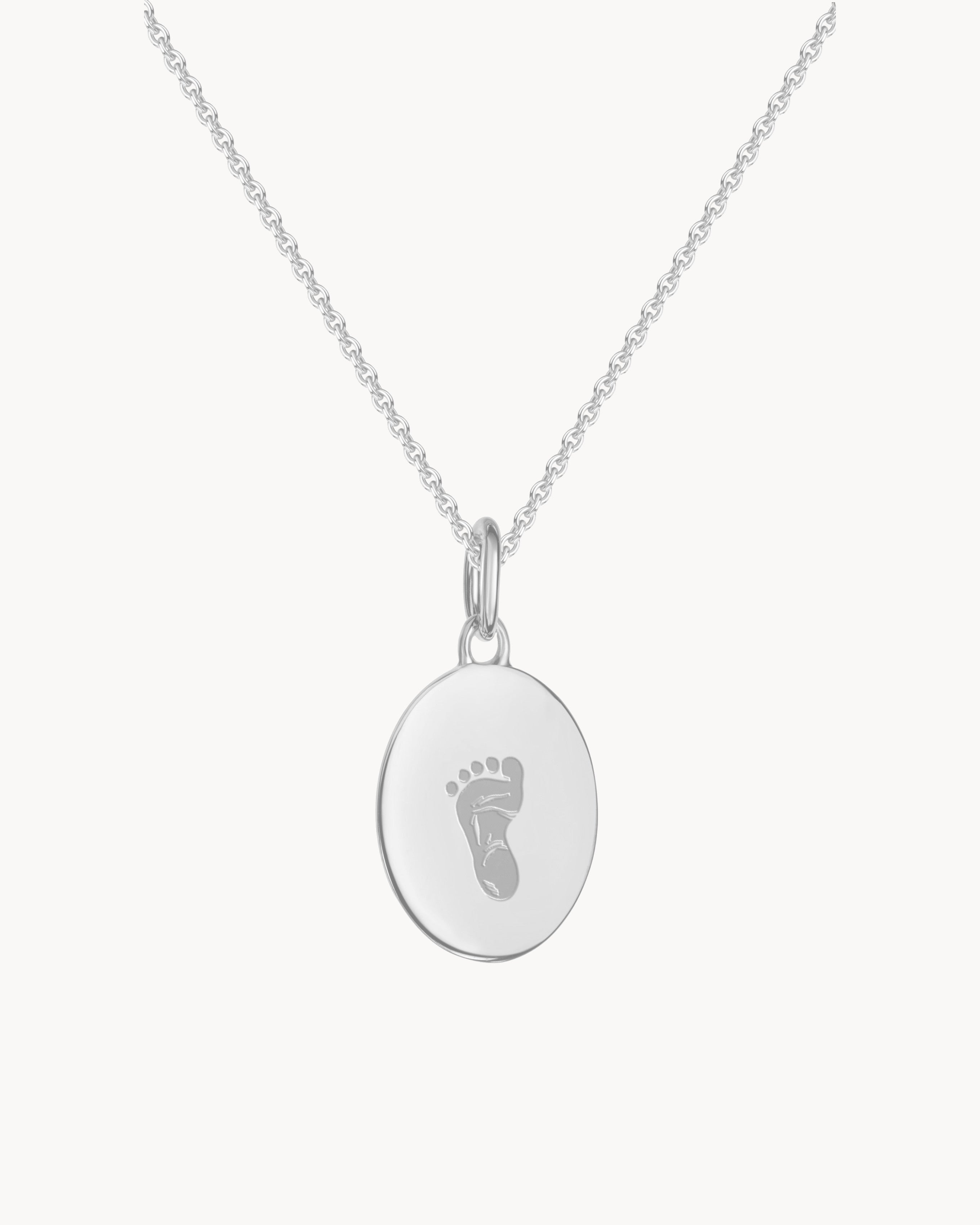 ovaler Anhaenger Silber Fussabdruck