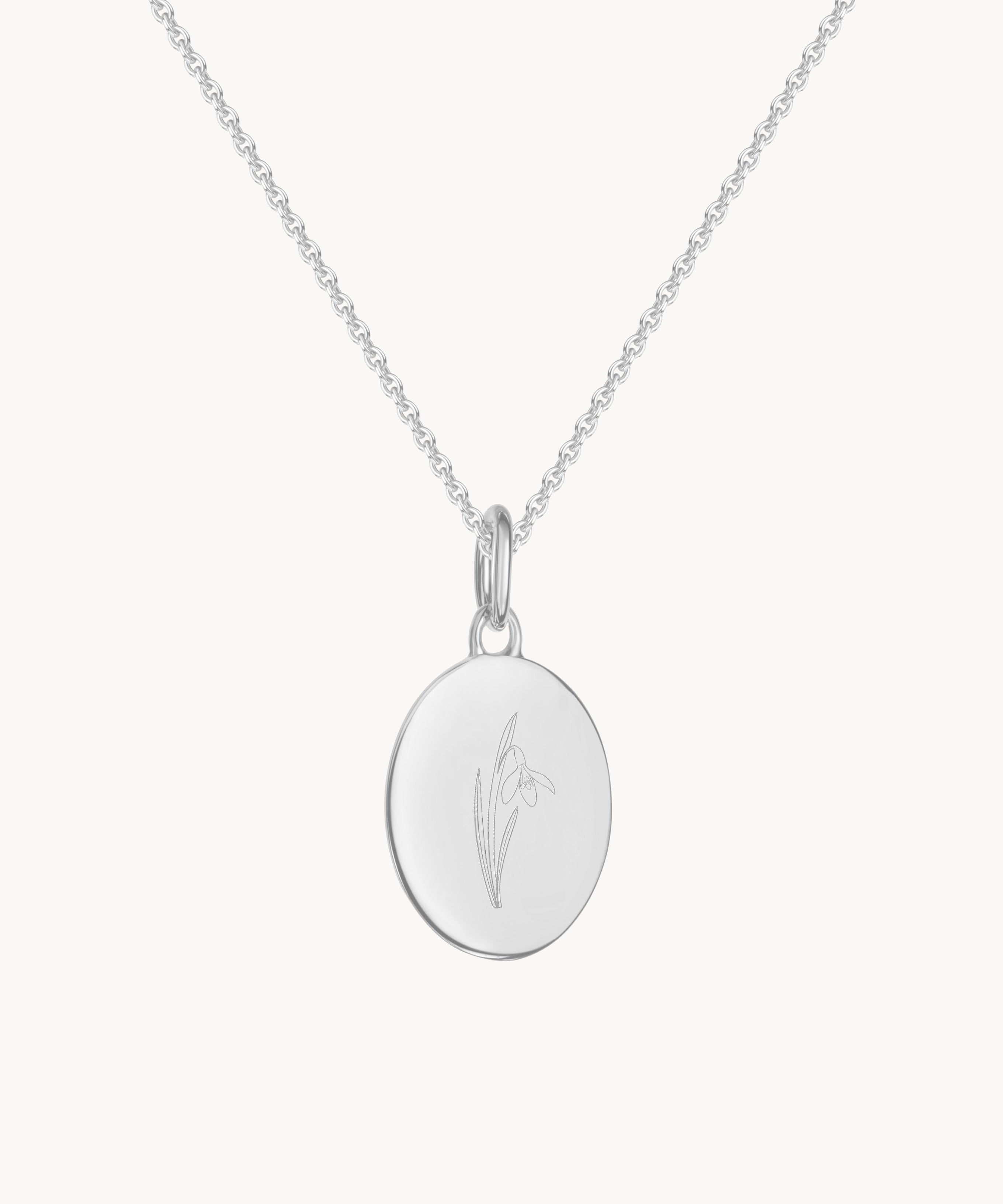 ovaler Anhaenger Silber Geburtsblume