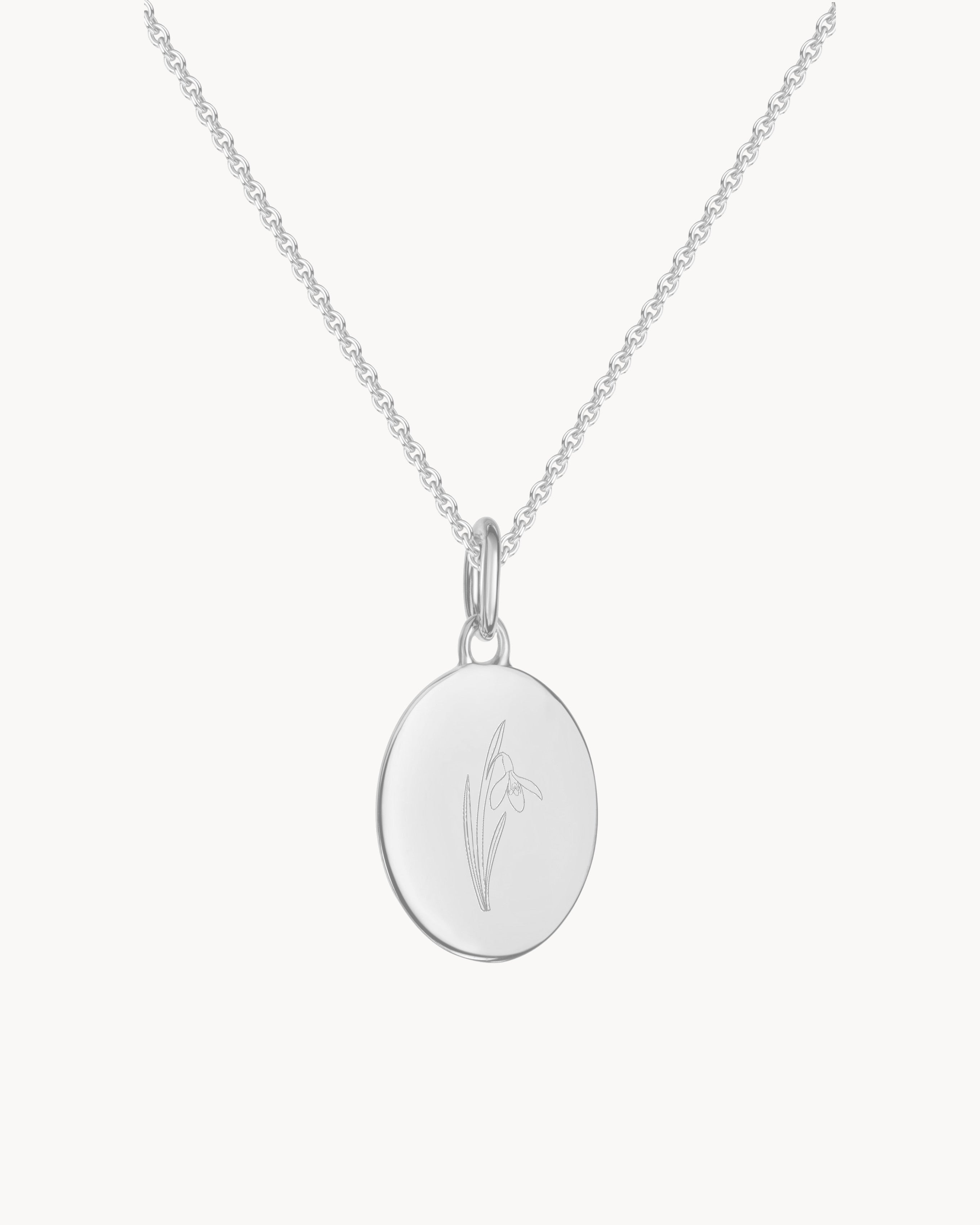 ovaler Anhaenger Silber Geburtsblume