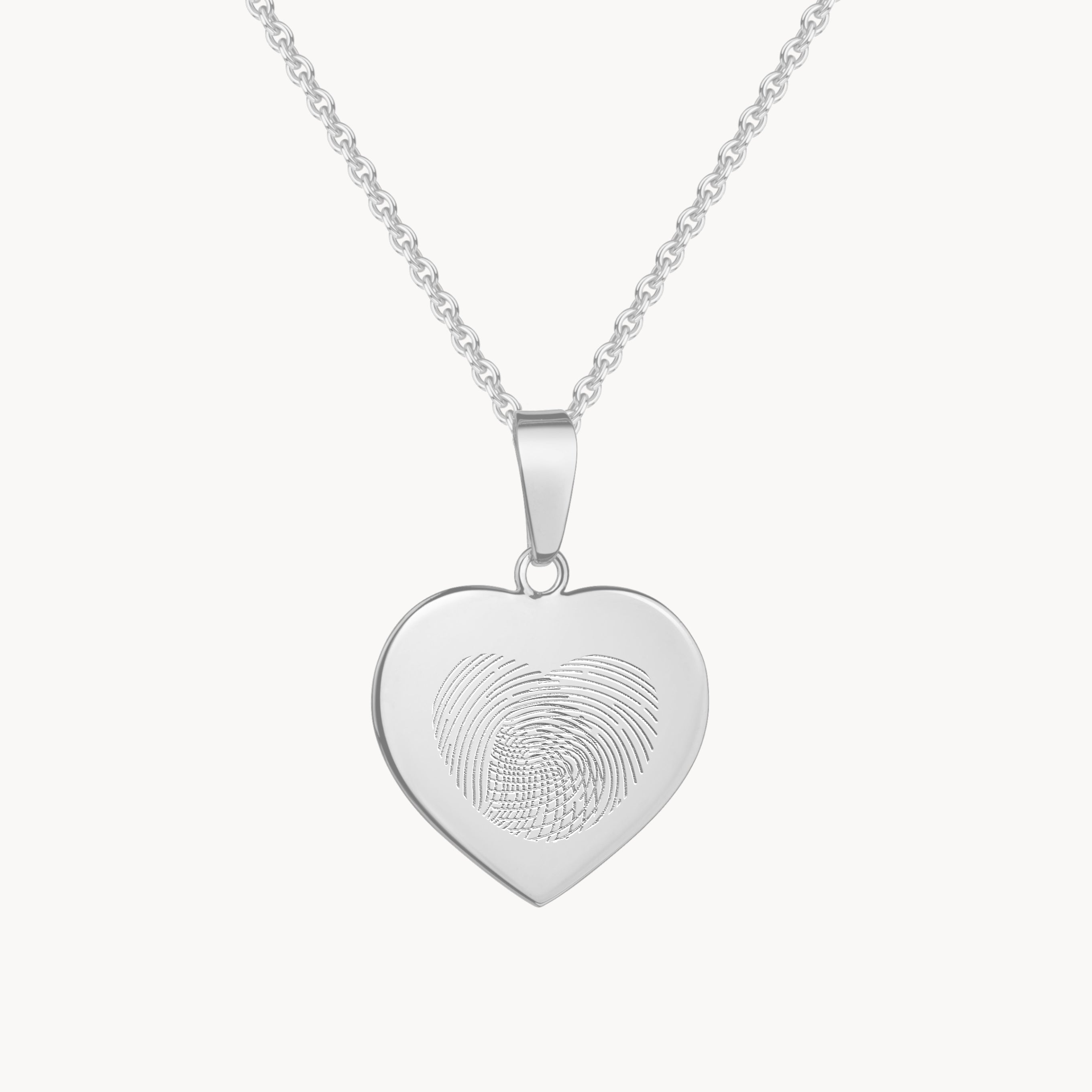 Fingerabdruck Kette Herz Silber