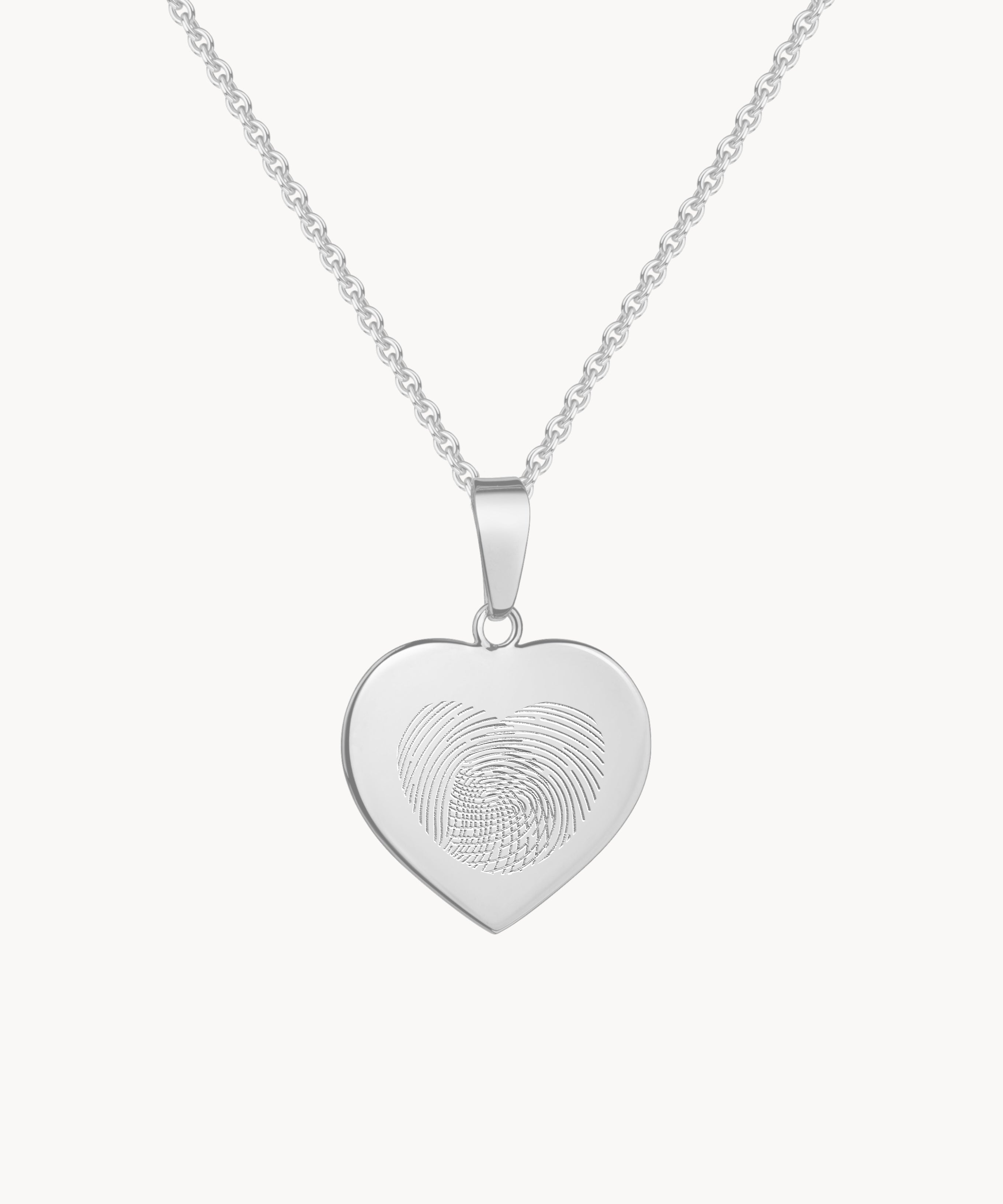 Fingerabdruck Kette Herz Silber