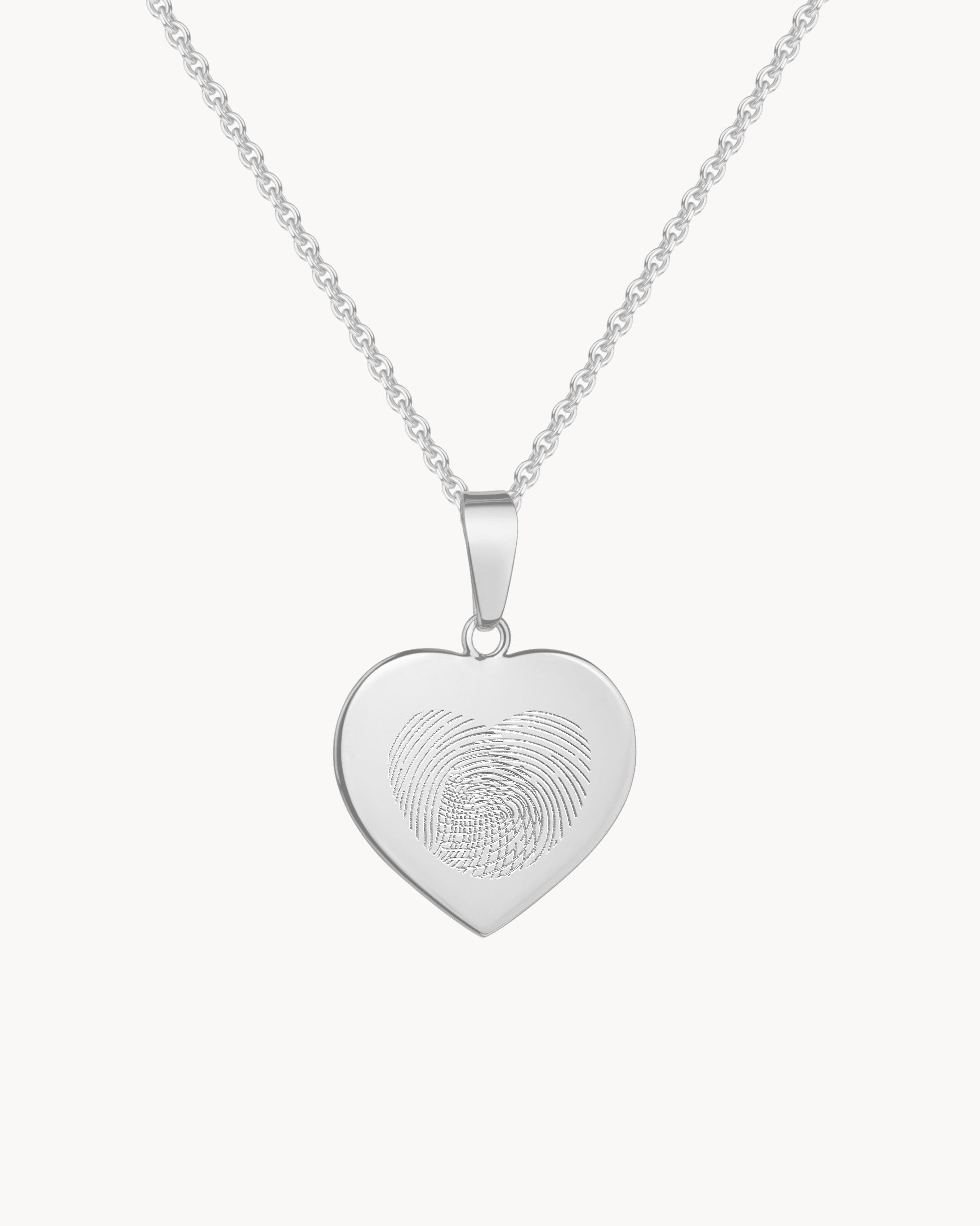 Fingerabdruck Kette Herz Silber