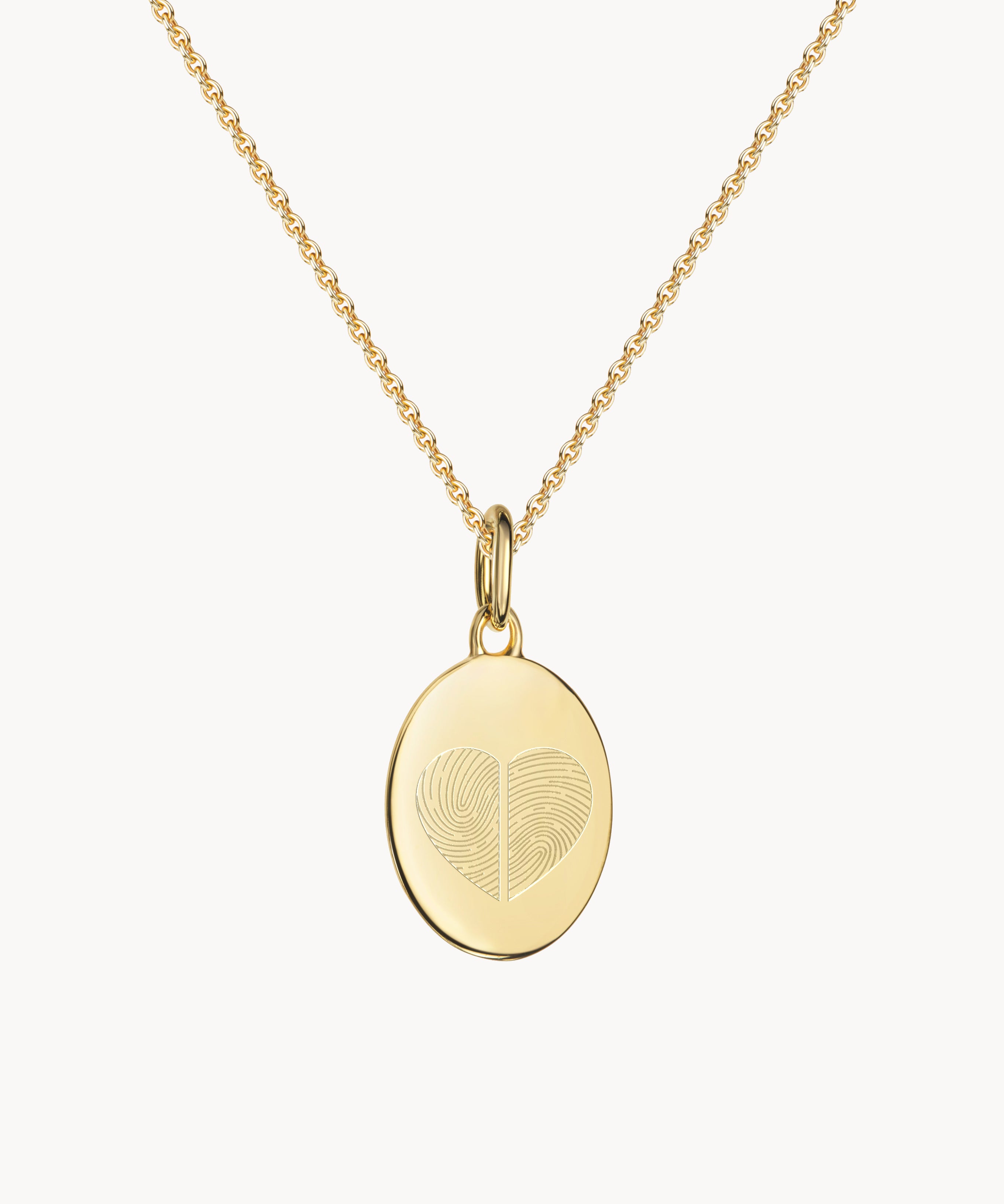 Fingerabdruck Kette oval Herz zwei