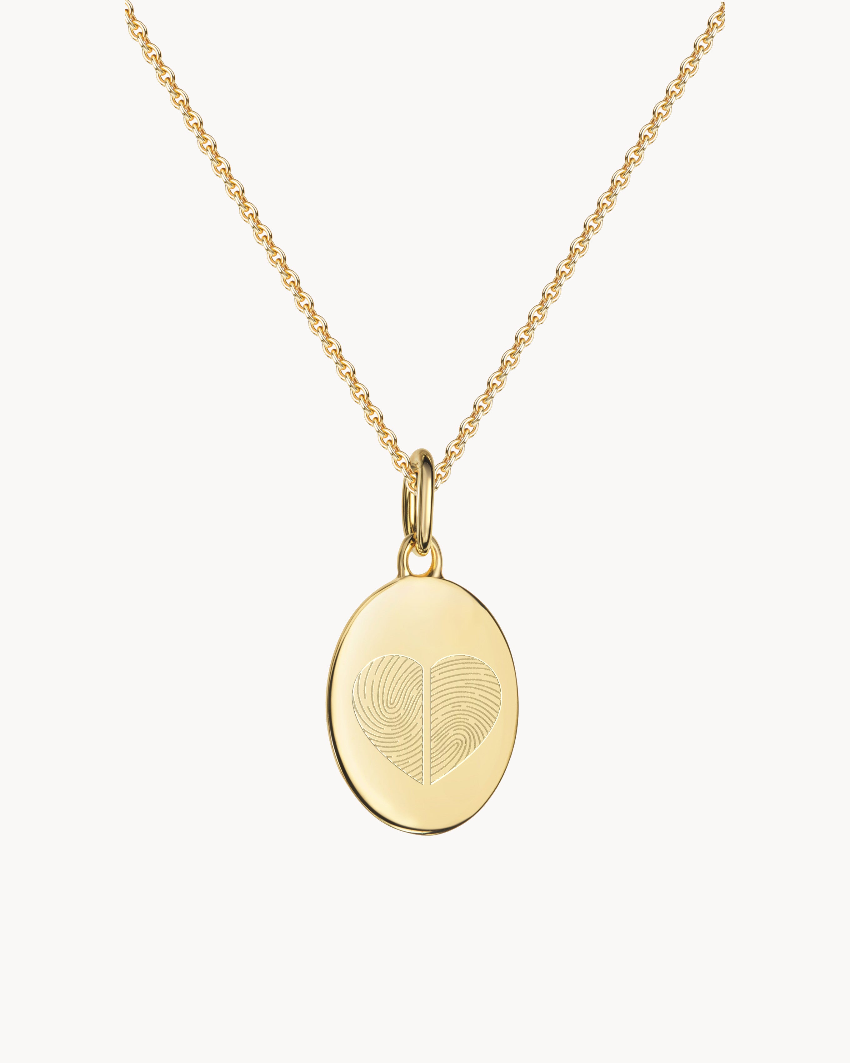 Fingerabdruck Kette oval Herz zwei