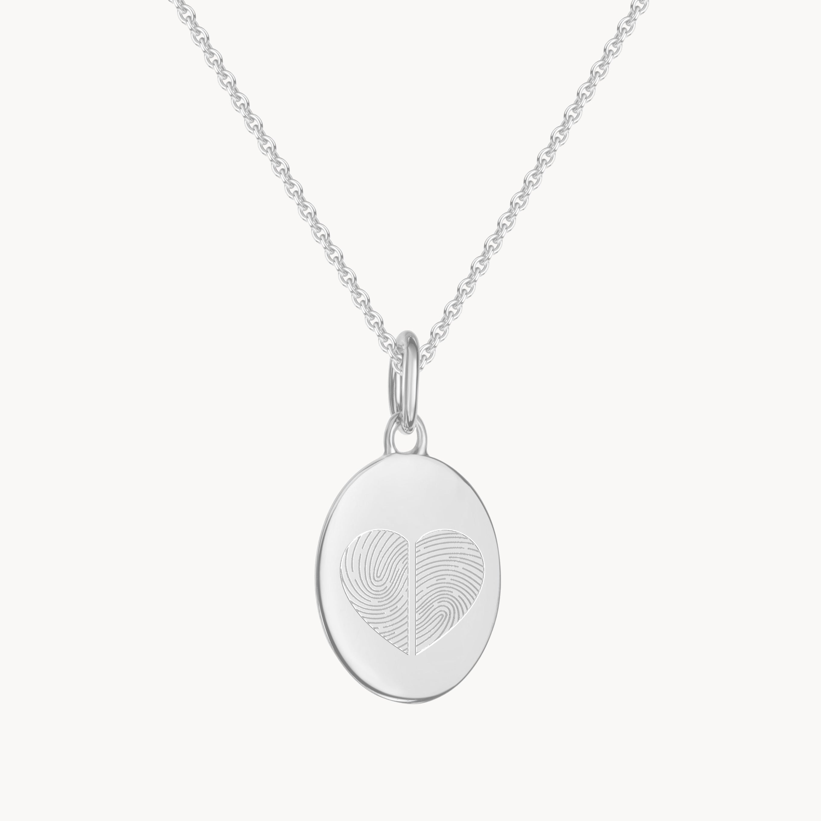 Fingerabdruck Kette Silber Herz zwei