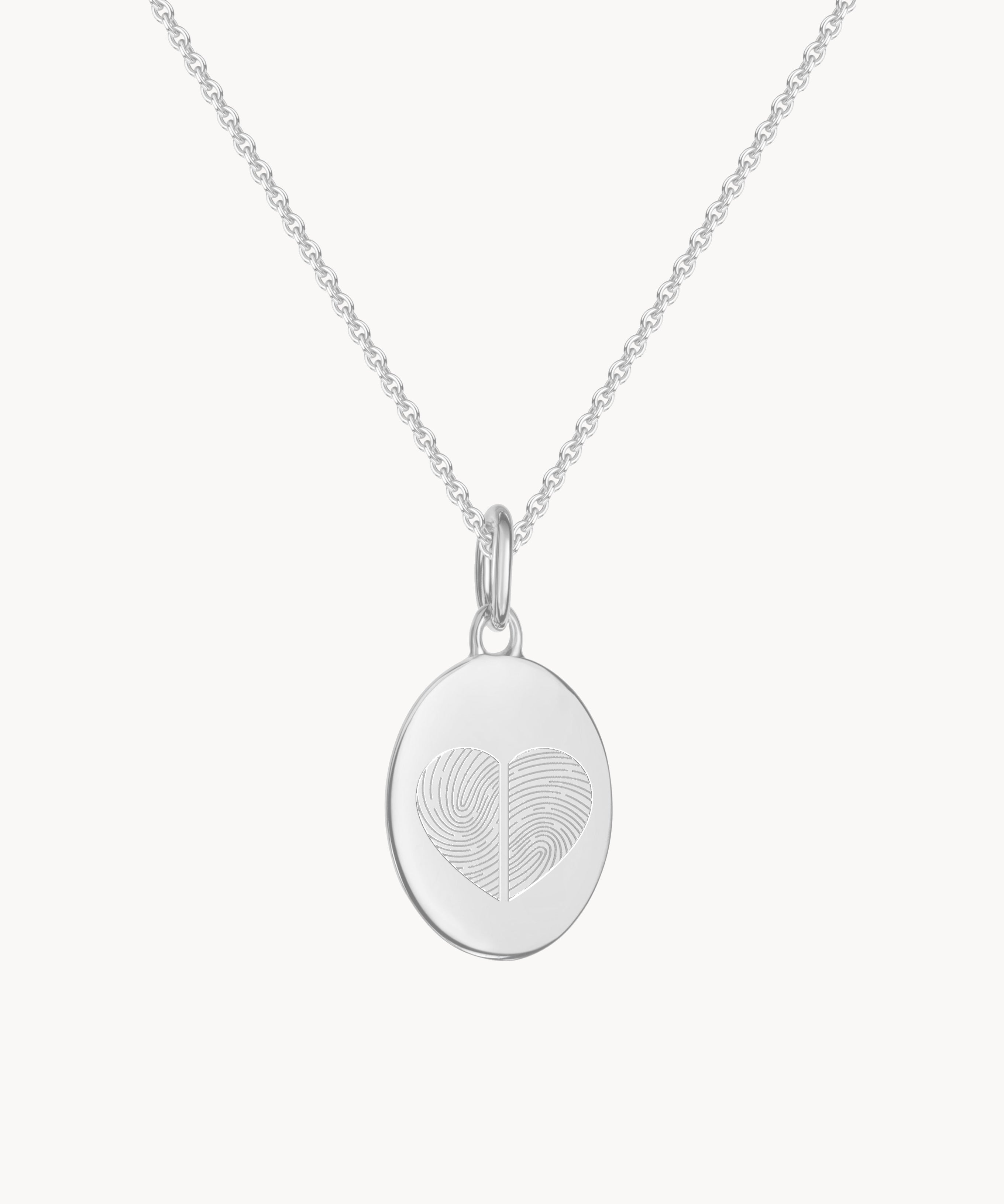 Fingerabdruck Kette Silber Herz zwei