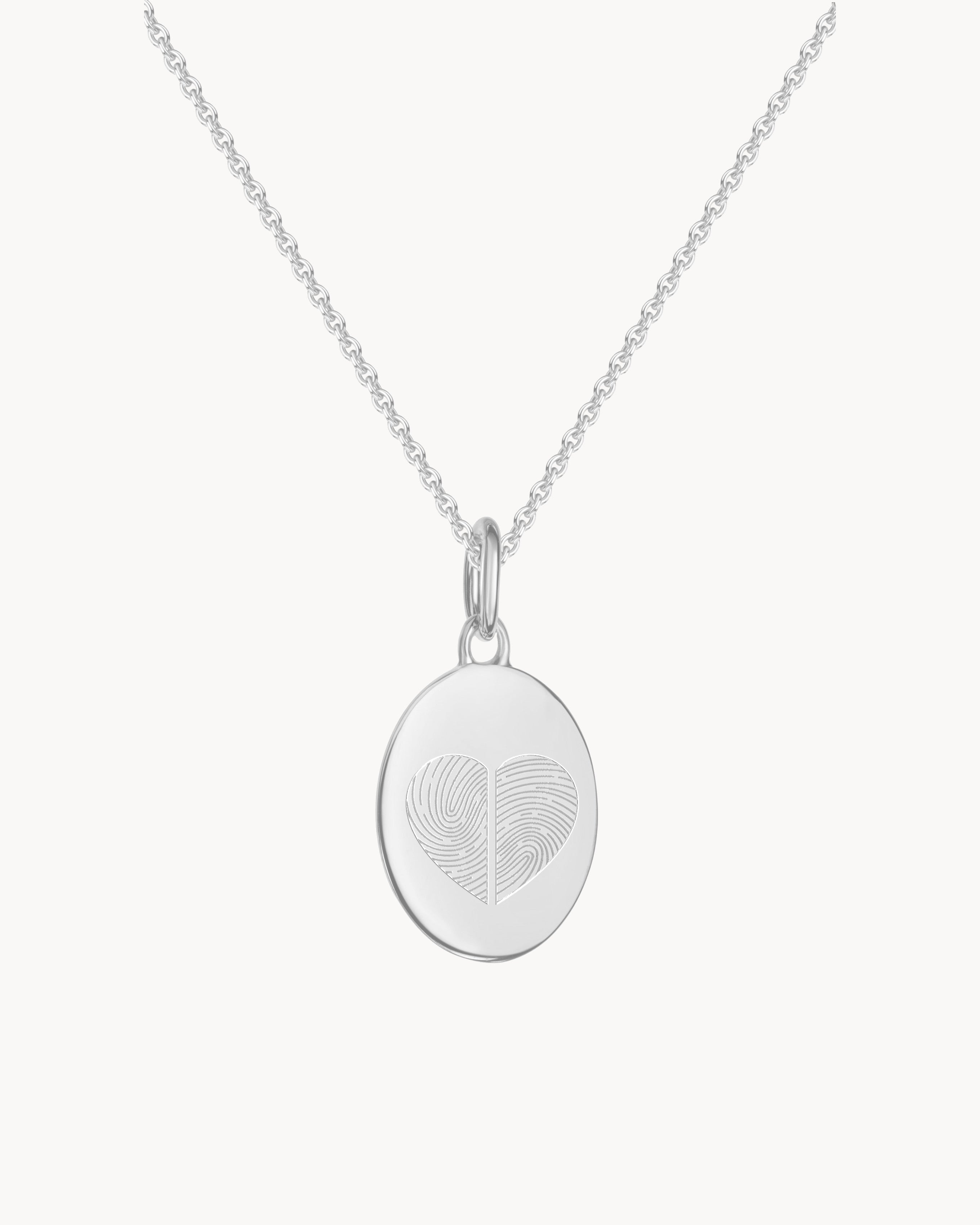 Fingerabdruck Kette Silber Herz zwei