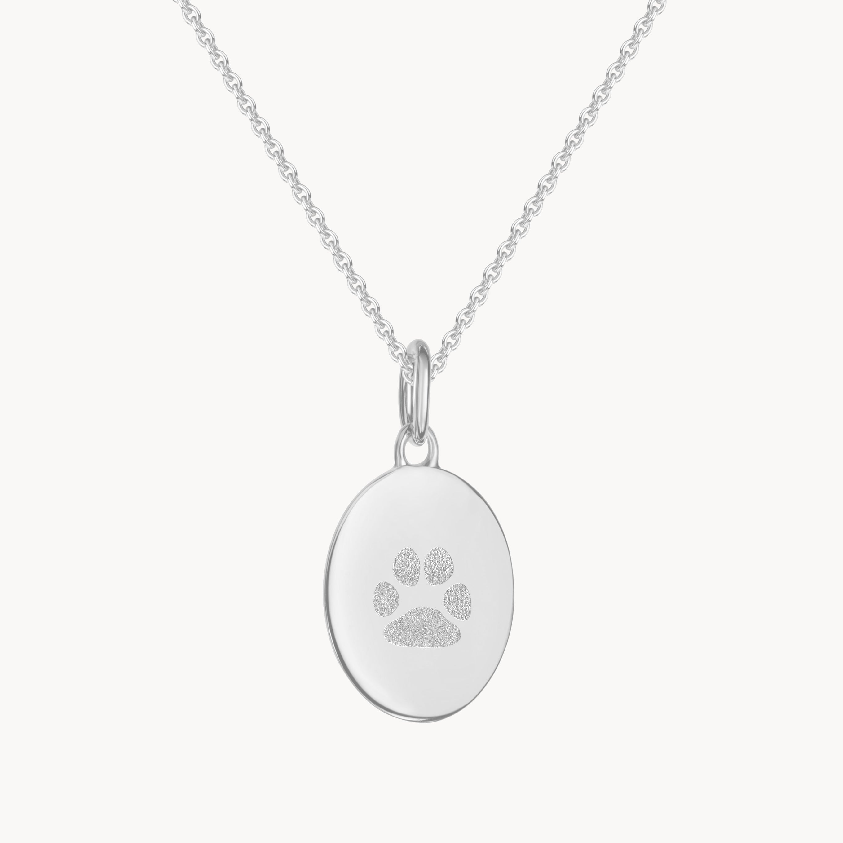 PfotenabdruckKette Silber oval