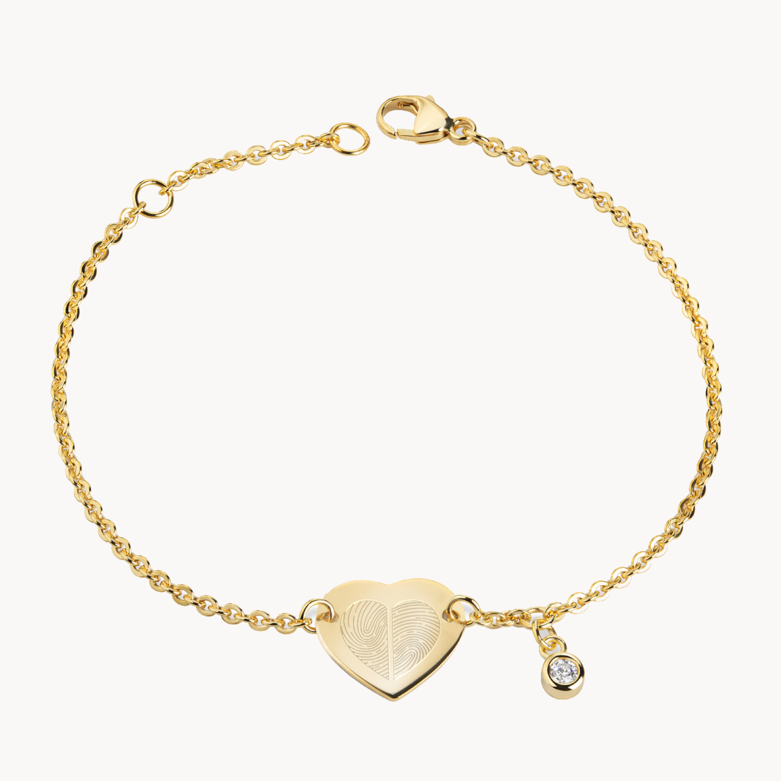 Fingerabdruck Armband Herz Gold