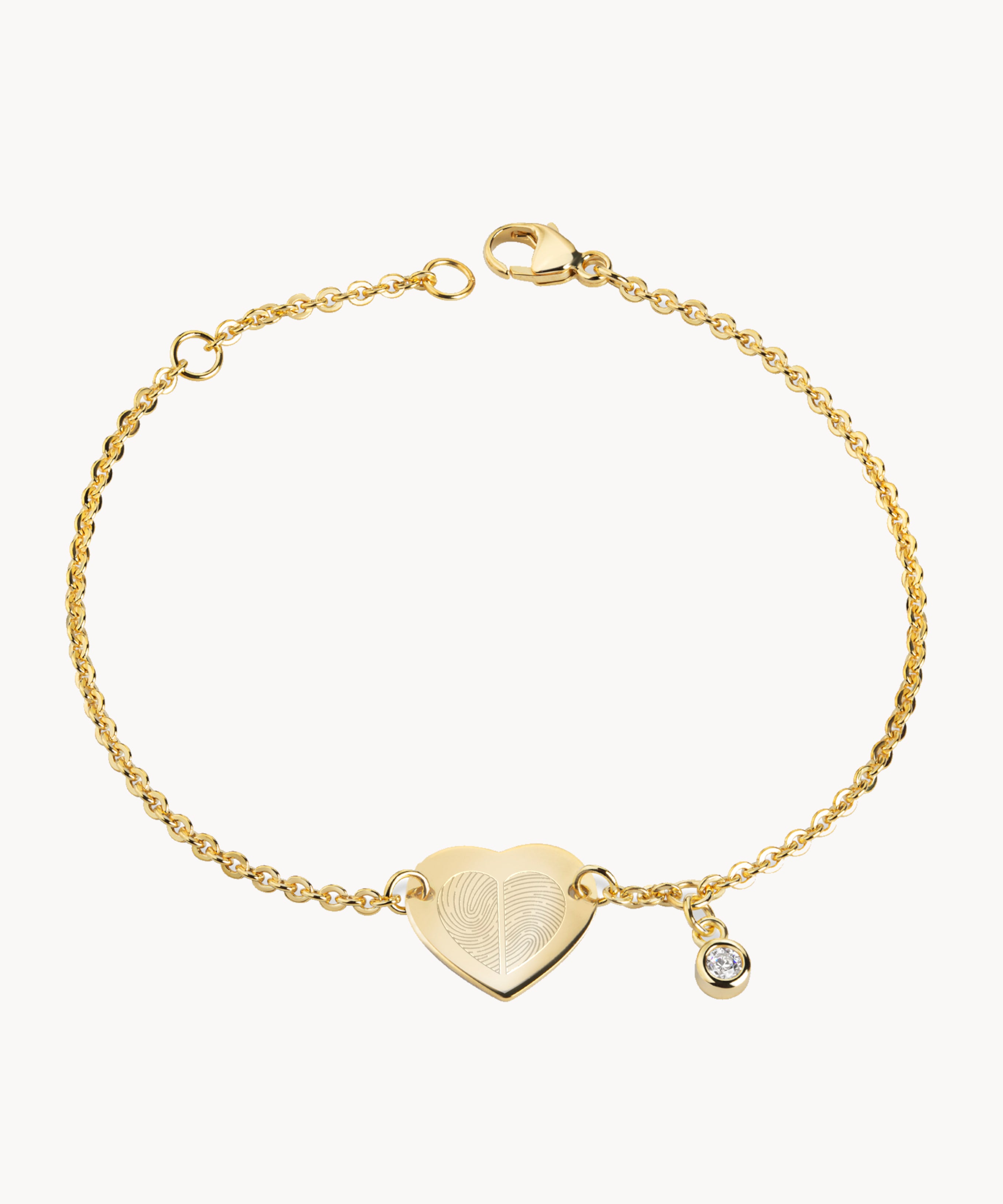 Fingerabdruck Armband Herz Gold