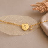 Fußabdruck Armband Herz 333er Gold und Zirkonia