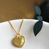 Fußabdruck Kette mit Name - Herz Anhänger vergoldet