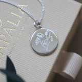 Geburtsblumenstrauß Kette - Runder Anhänger