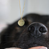 Nasenabdruck Kette - Erinnerung Hund / Katze - Runder Anhänger 14kt. vergoldet