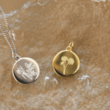 Geburtsblumenstrauß Kette - Runder Anhänger