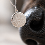 Erinnerung Hund / Katze - Nasenabdruck Kette - Runder Anhänger 925 Silber