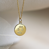 Pfotenabdruck Kette einzelner Abdruck - Runder Anhänger 925 Silber